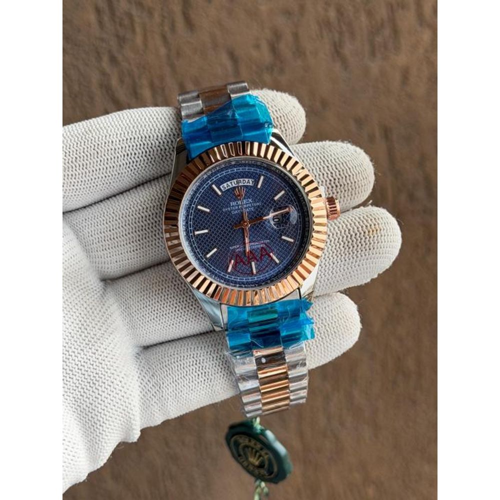 ROLLEX DAYDATE TWOTONE BLUE TEXTURE DIAL AT299