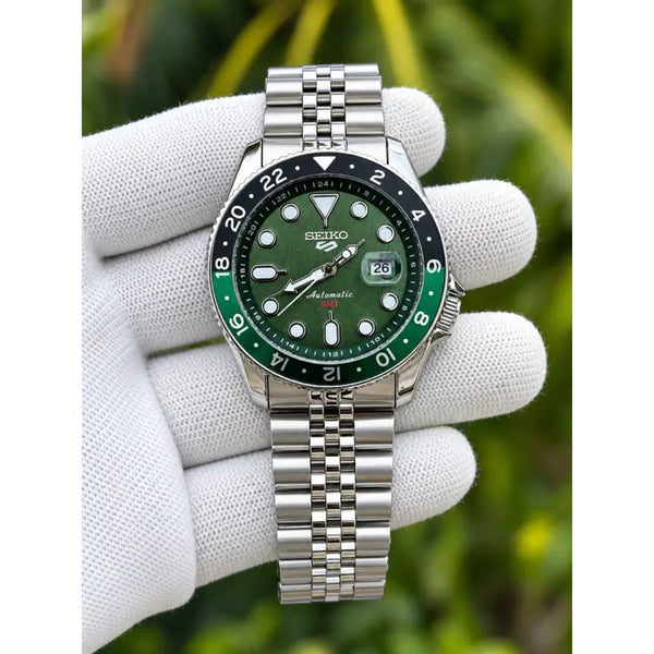 Seiko Sports GMT Open Back Silver Green AT438