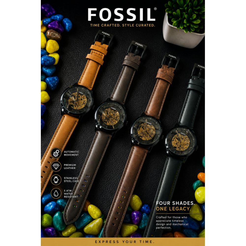 FOSIL TOWNSMAN B AUTOMATIC FULL_BLACK LEATHER BELT AT165