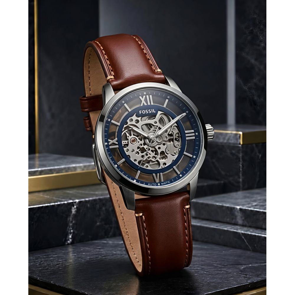 Fosil Townsman brown silver blue Automatic