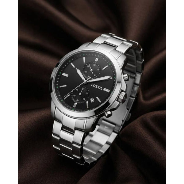 Fossii_l Minimalist Chronograph Silver-Black