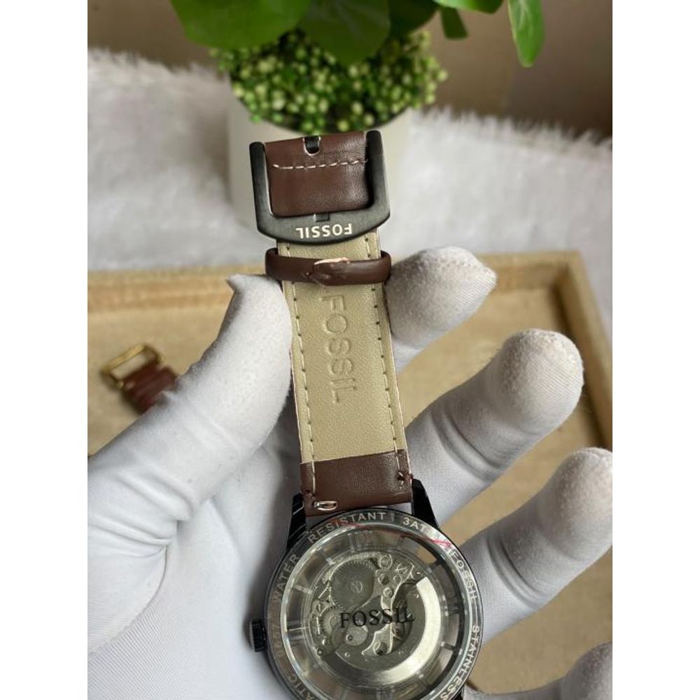 FOSIL TOWNSMAN AUTOMATIC DARK BROWN LEATHER BELT AT165
