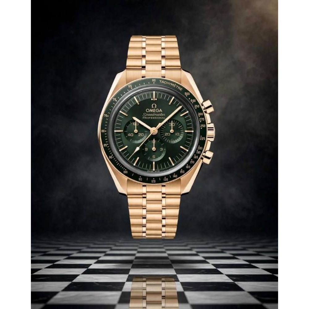Omegg_a Speedmaster Moonwatch Professional Co-Axial Master Chronometer Chronograph gold green