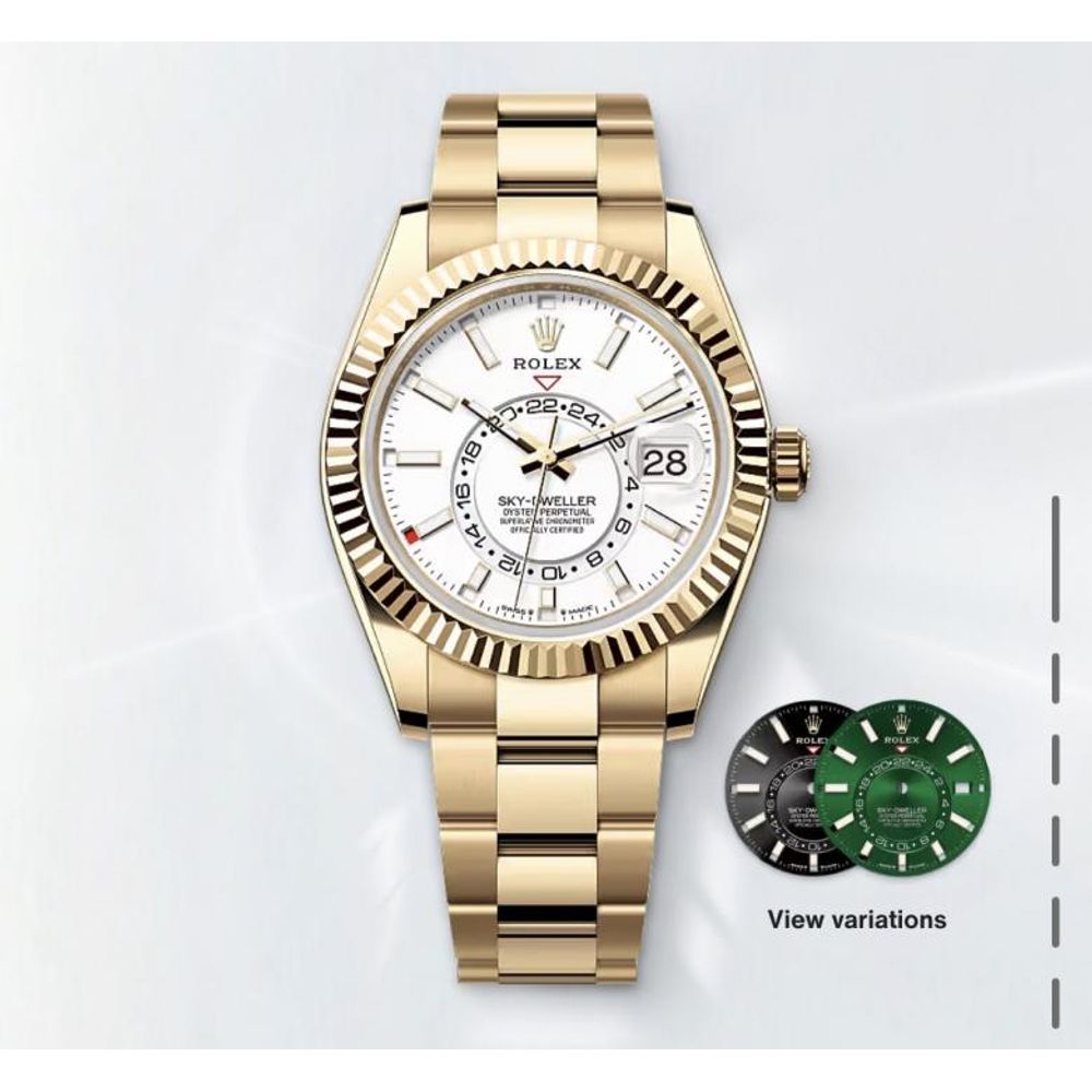 Roleex Mens Sky Dweller Gold White Dial