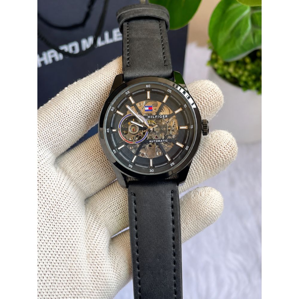 Tommyy  Hilfiger Automatic Leather Belt Full Black AT143