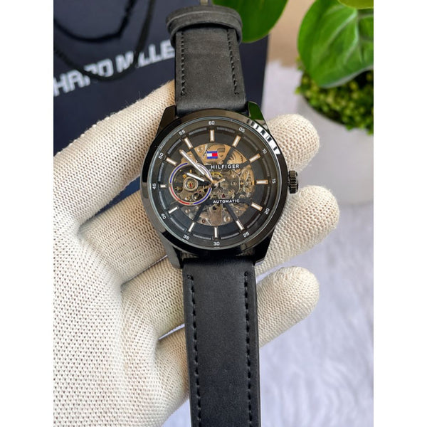 Tommyy  Hilfiger Automatic Leather Belt Full Black AT143