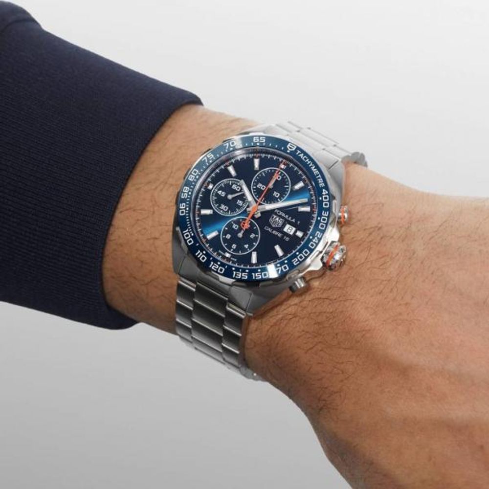 TAG Heuuer Formula 1 Bettry Chronograph silver blue