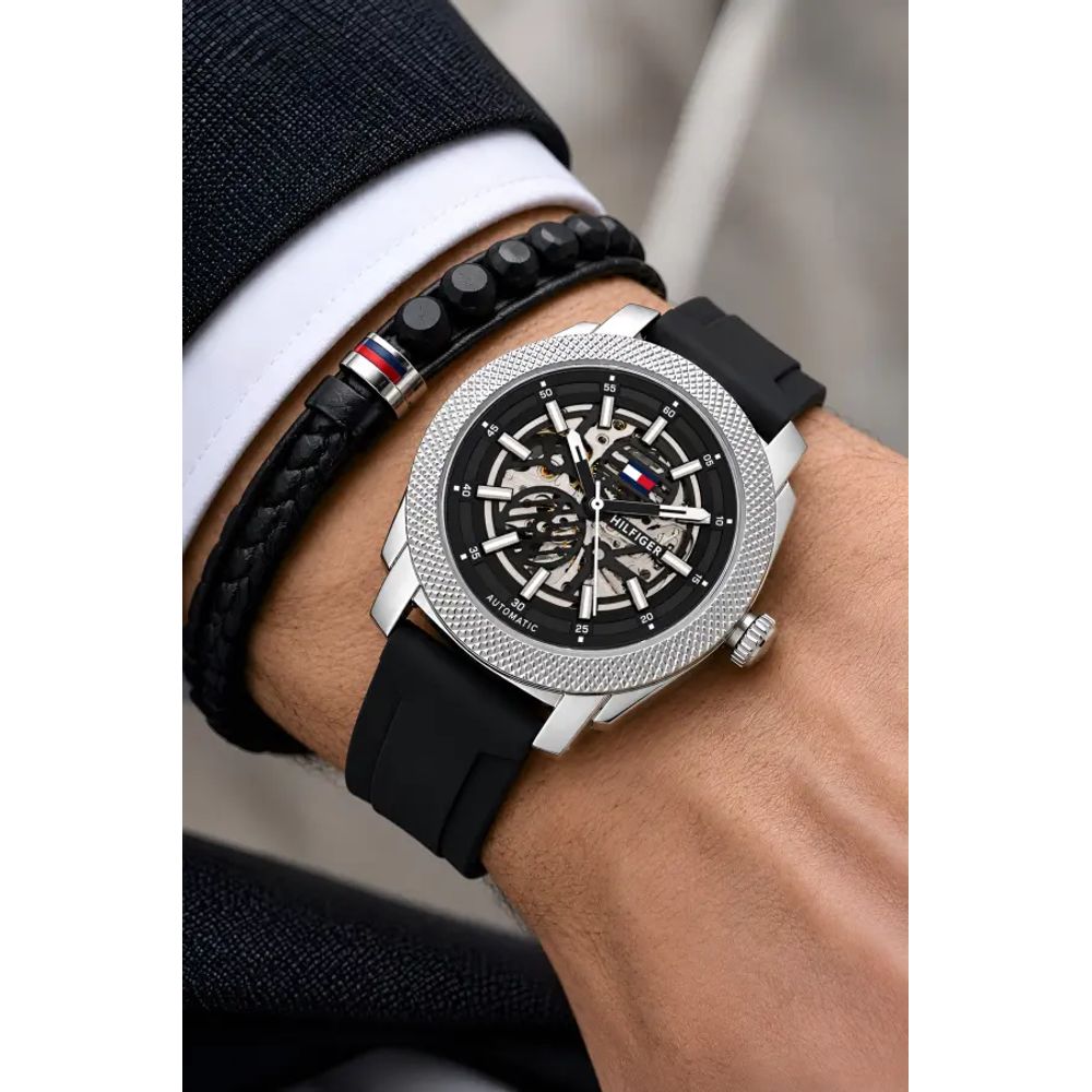 Tummy Hilfigee_r Skeleton Automatic Watch