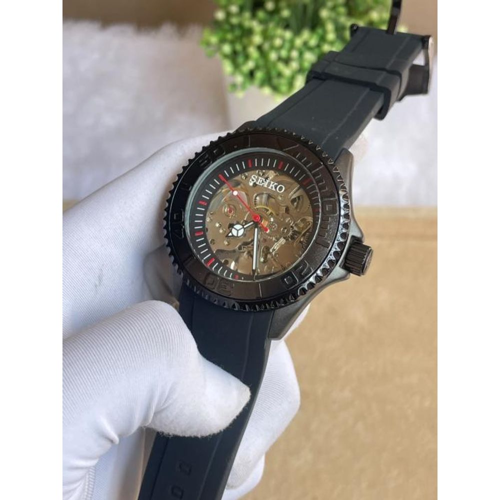 Seiko Automatic Black Silicon Belt AT524