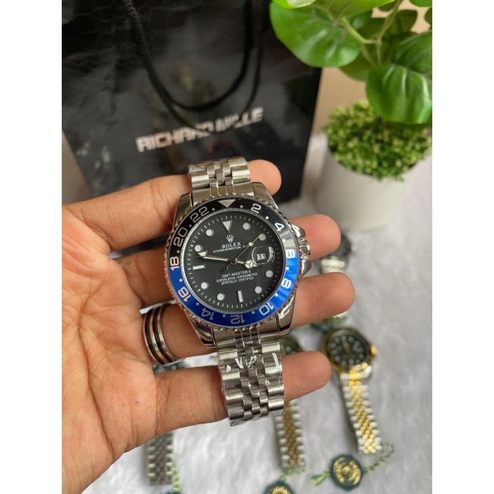 ROLLEX GMT MASTER 2 SILVER BLUE BLACK DIAL AT462