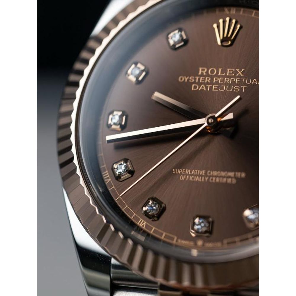 Rolee_x Oyster Perpetual Date Just 2Ton Copper Brown Diamond