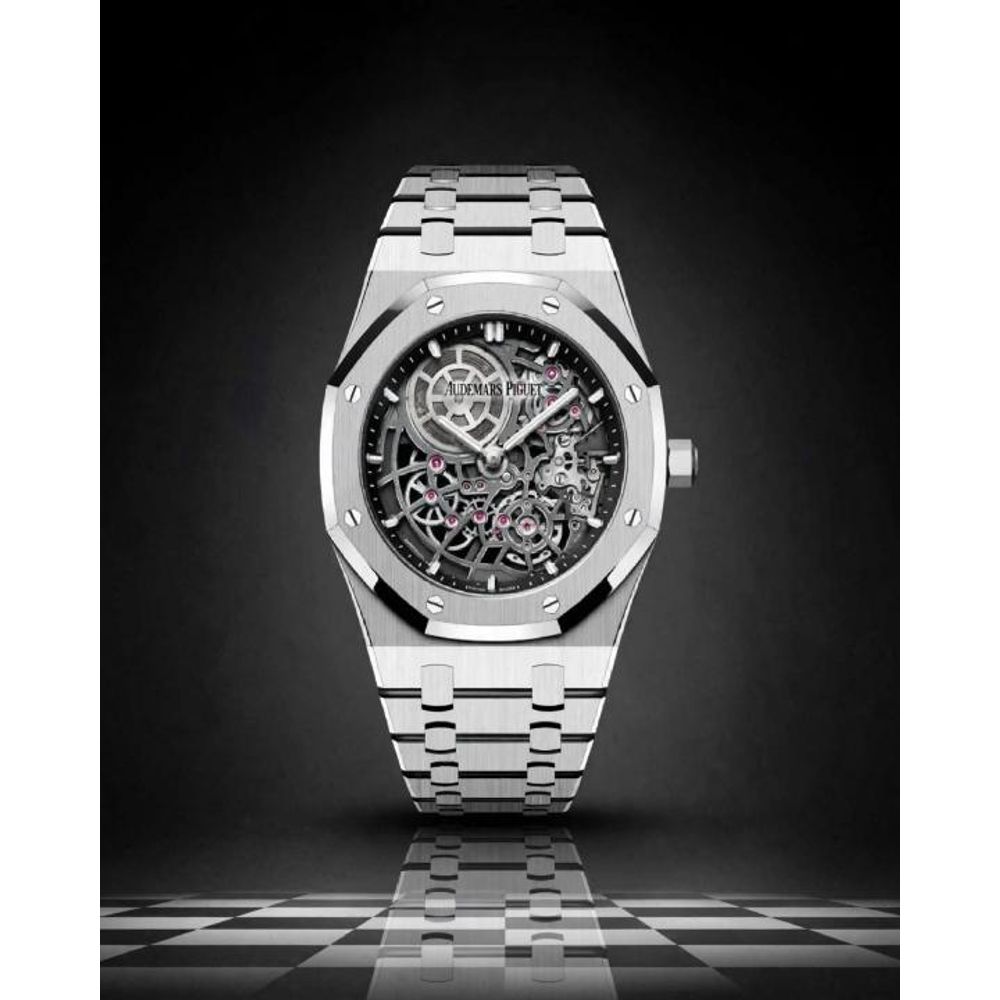 Audemar Piguet Royal Oak Jumbo Extra-Thin Openworked silver Black