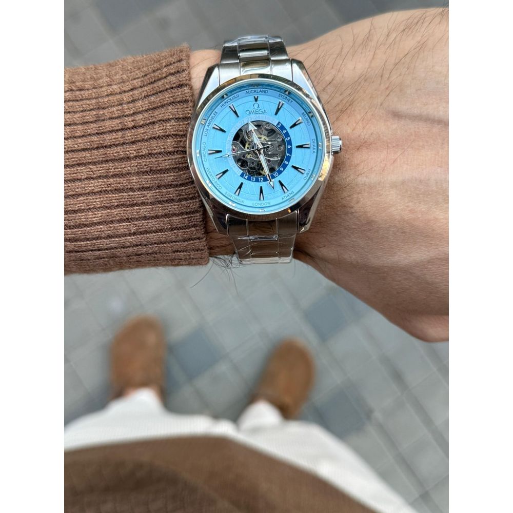 Omeg a Sea Master Aqua Terra World Timer Automatic Silver Tiffany Stainless Steel
