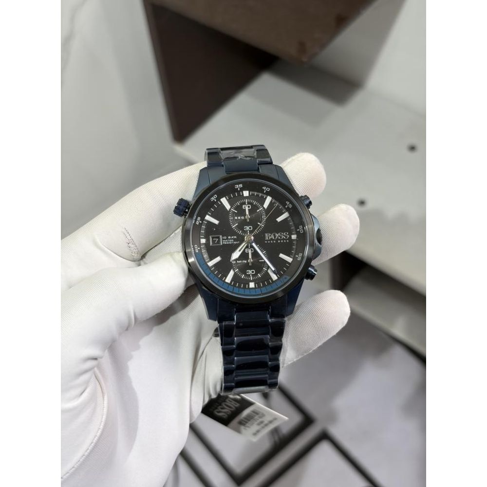 Hugo Bos globetrotter chronograph blue steel strap hvy 11 (4)