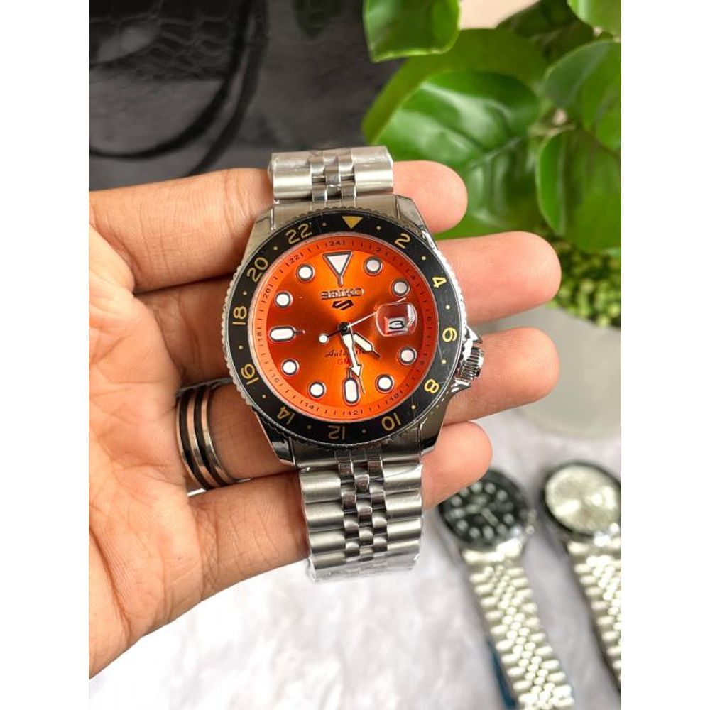 Seiko Sports GMT Open Back Silver Orange AT438