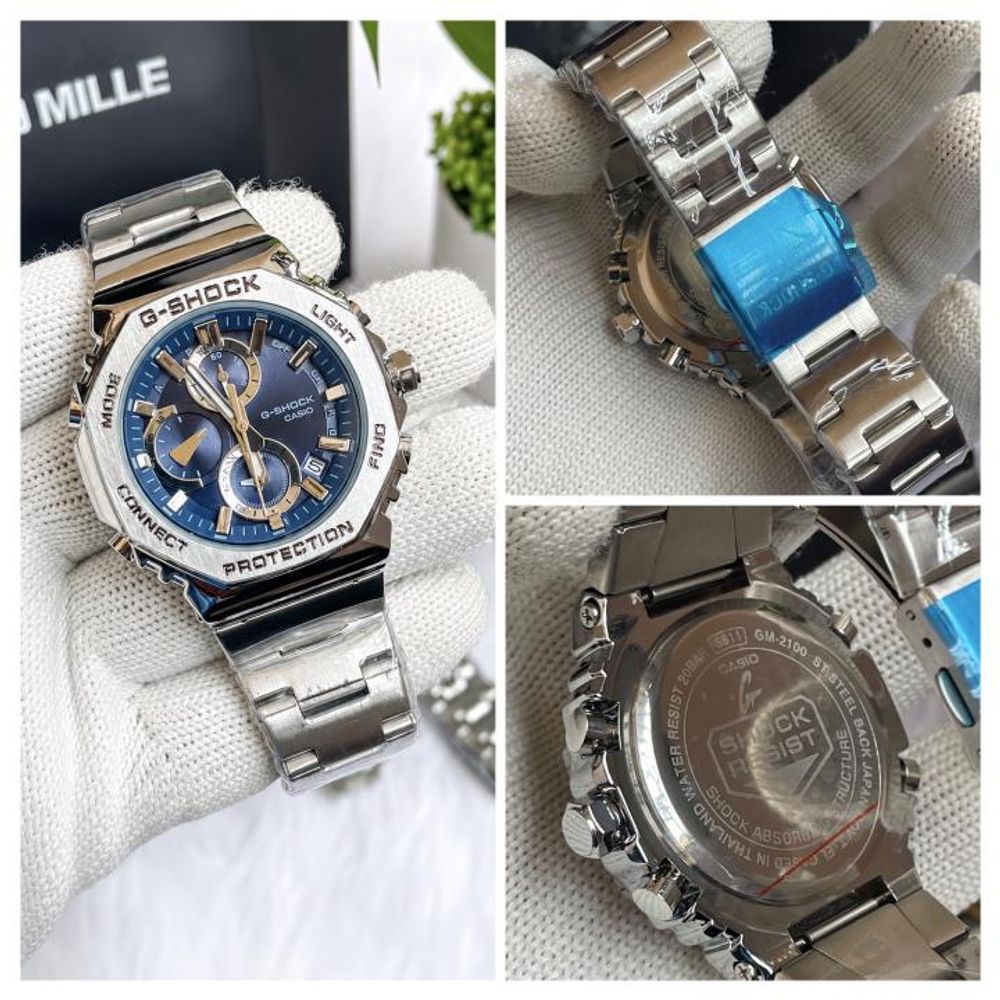 Casio G-Shock 2100 Chronograph Silver Blue Dial AT442