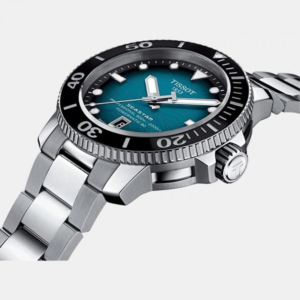 TISSOOT SEASTAR 2000 PROFESSION POWERMATIC 80 AUTOMATIC SILVER TEAL 796
