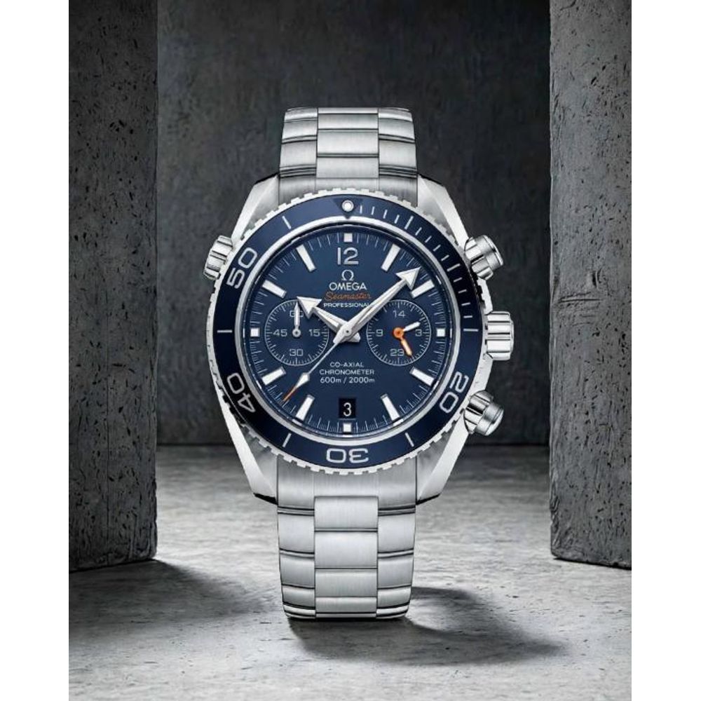 OMEGG_A Seamaster Planet Ocean 600M Co-Axial Chronograph plan silver Blue .