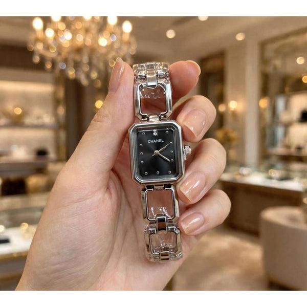 CHENNEL ICONIC SILVER-BLACK WATCH FOR HER 1079