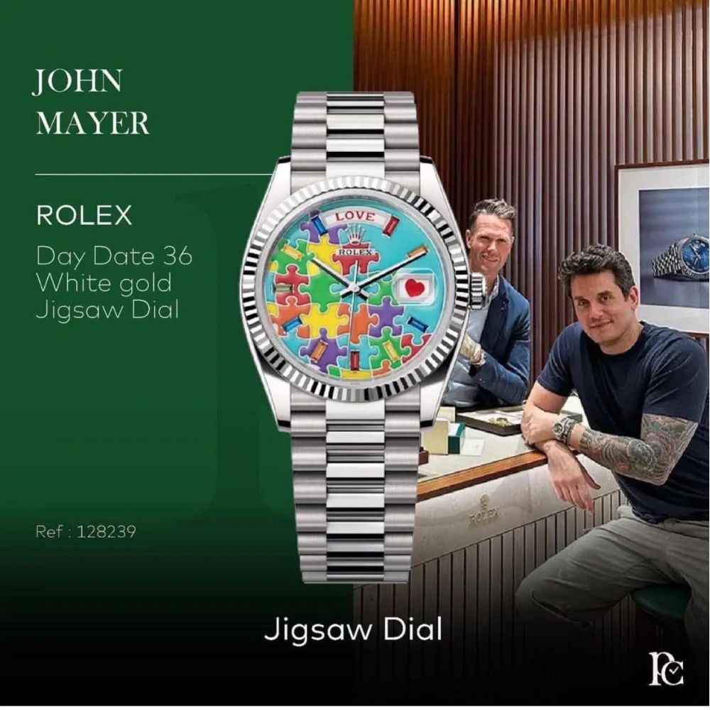 Role x Day-Date Blue Jigsaw Puzzle Premium Quartz Watch