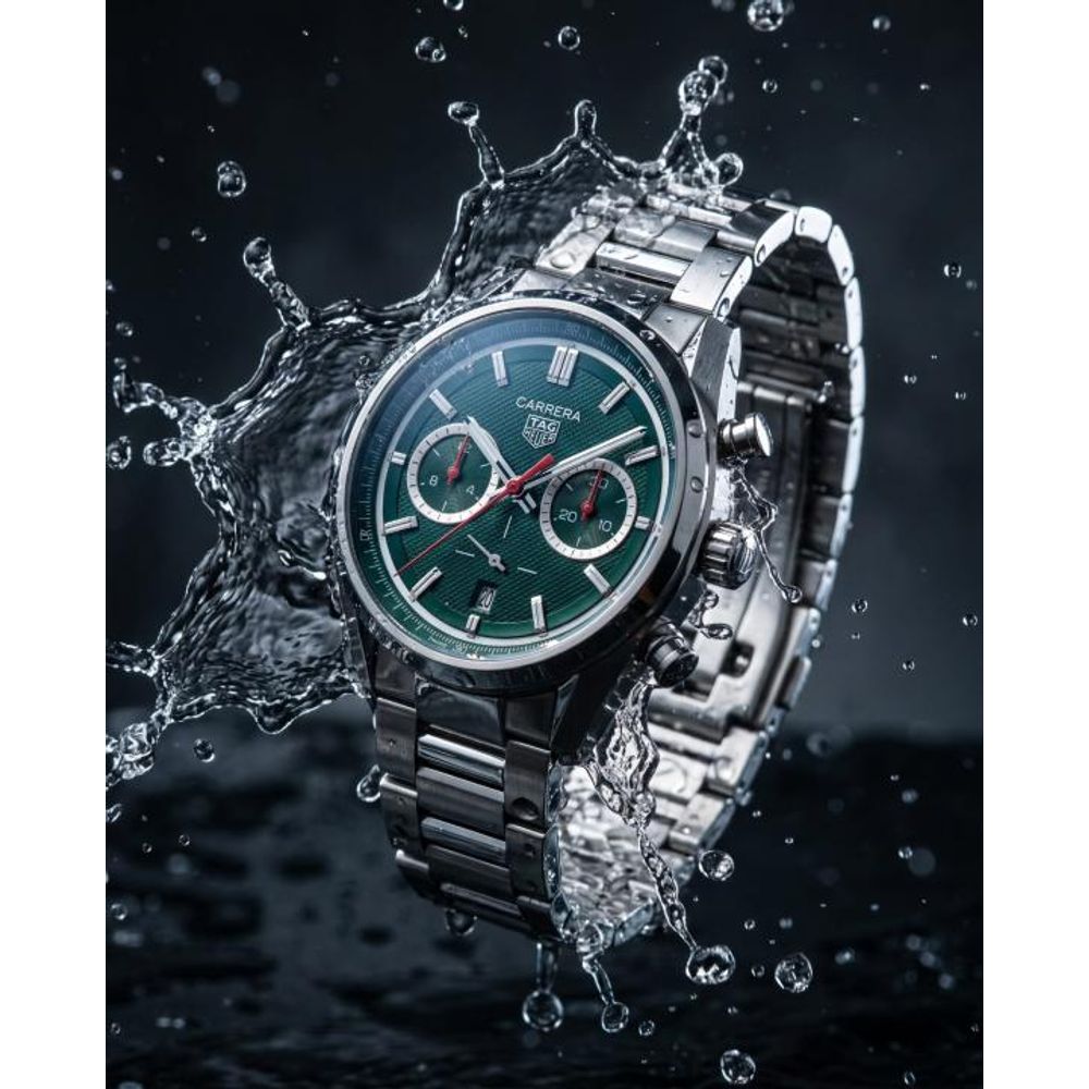 TAG Heuuer Carrera Chronograph silver green