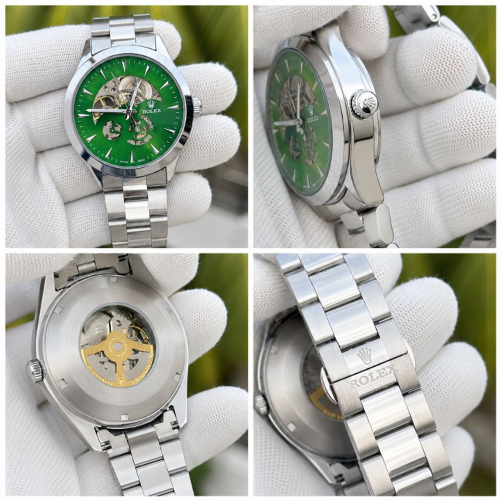 Rollex Automatic Silver Green Dial AT415