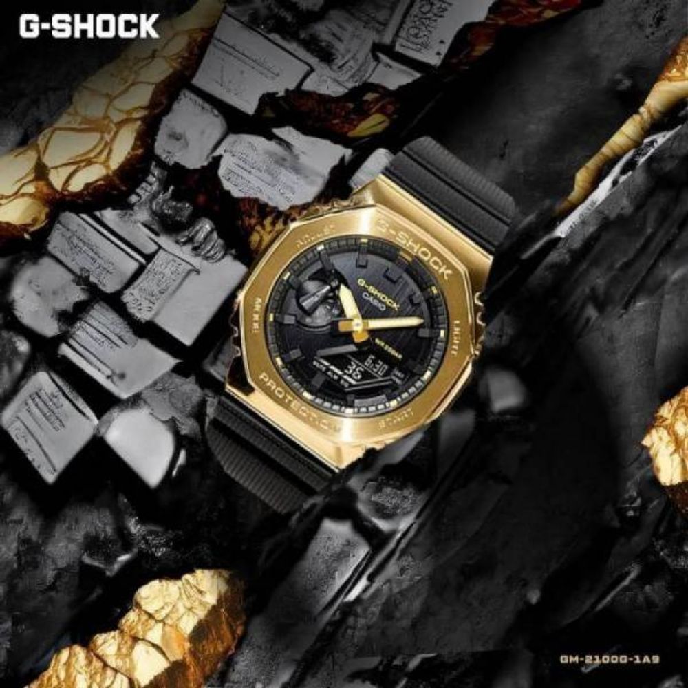 Casio g shock gm2100 black gold