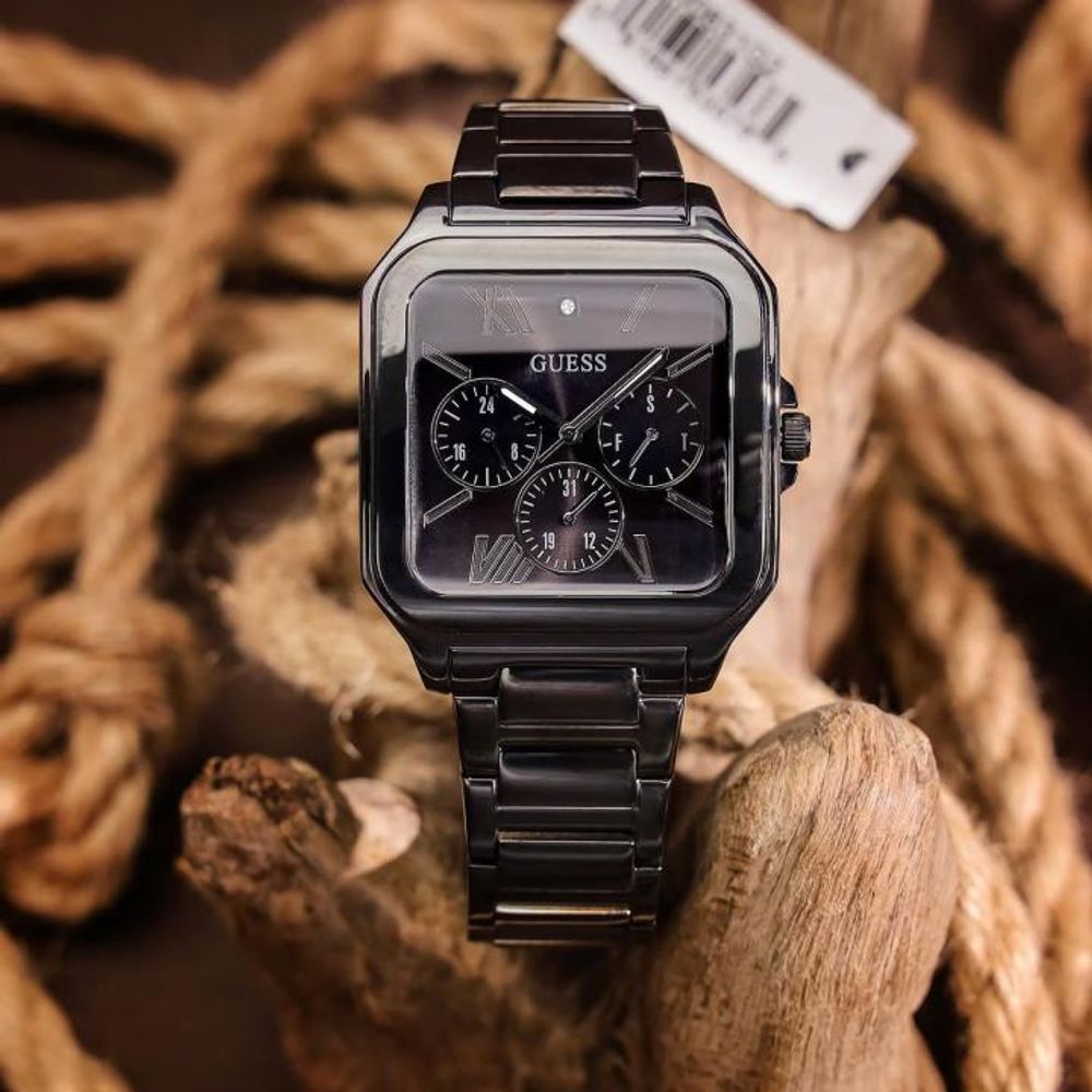 Gues_s Men Headline Square Gunmetal Analogue black