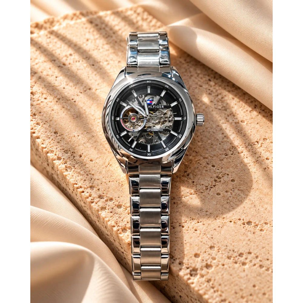 Tommy Hilfige r Automatic Chain Silver Black