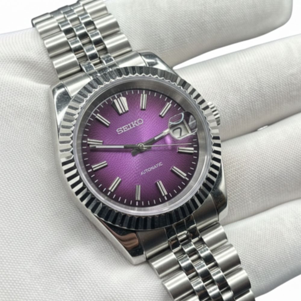 SEIK O MOD DATE JUST PURPLE TEXTURED DIAL 661