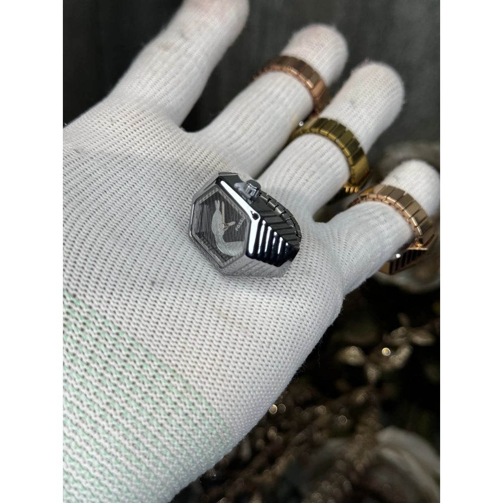 Fossi l Serpentine Silver Black Ring Analog Watch