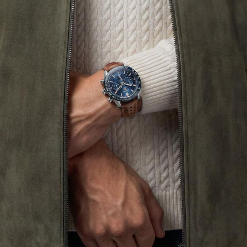 TAG Heuuer Carrera Chronograph brown and blue