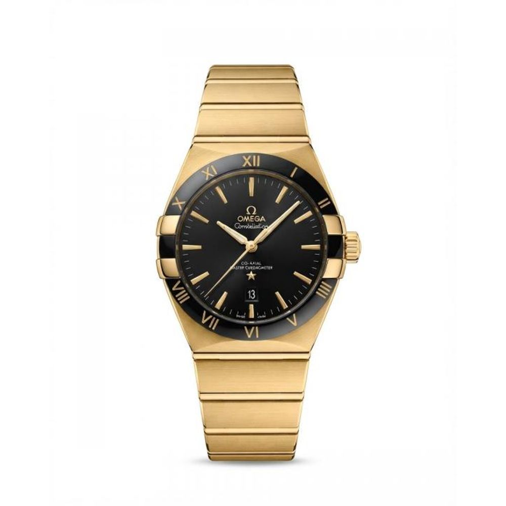 Omegg_a Constellation Co-Axial Chornometer Gold Black Dial