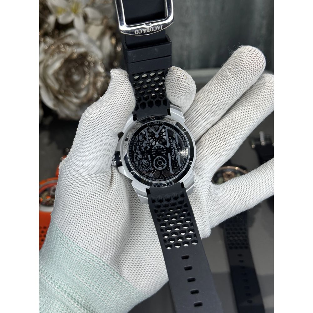 Jacob&Co. Ram. Silver Black Quartz Watch