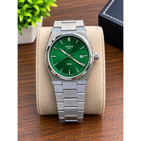 TISOT PRX QUARTZ GREEN PLANE DIAL AT358