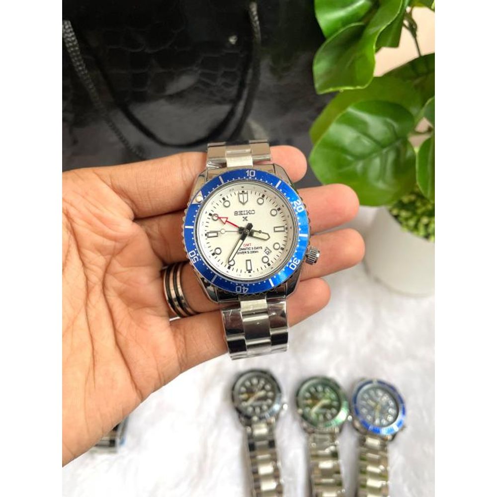 Seiko GMT Open Back Silver White AT459