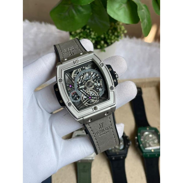 Hublot Bigbang Square Silver Grey Leather Belt AT519