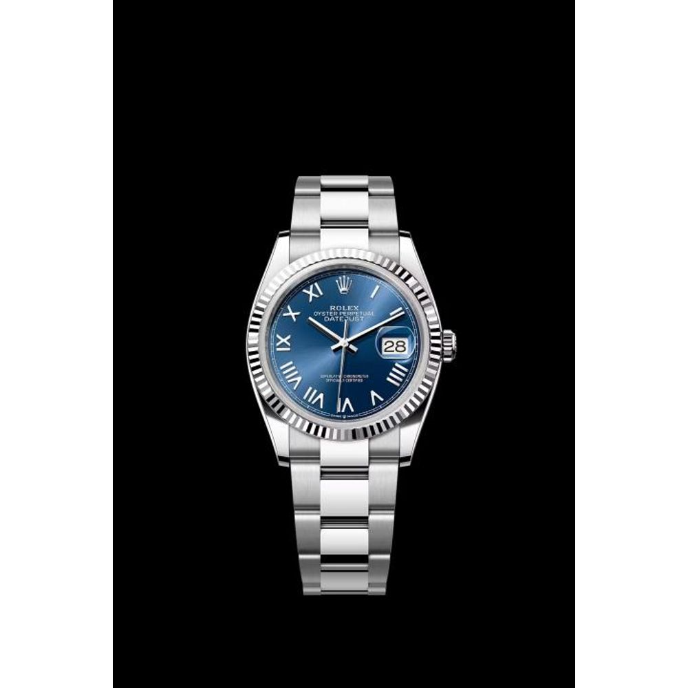 Rollex DateJust Automatic Premium FST Oyster Silver Blue Roman Dial AT468