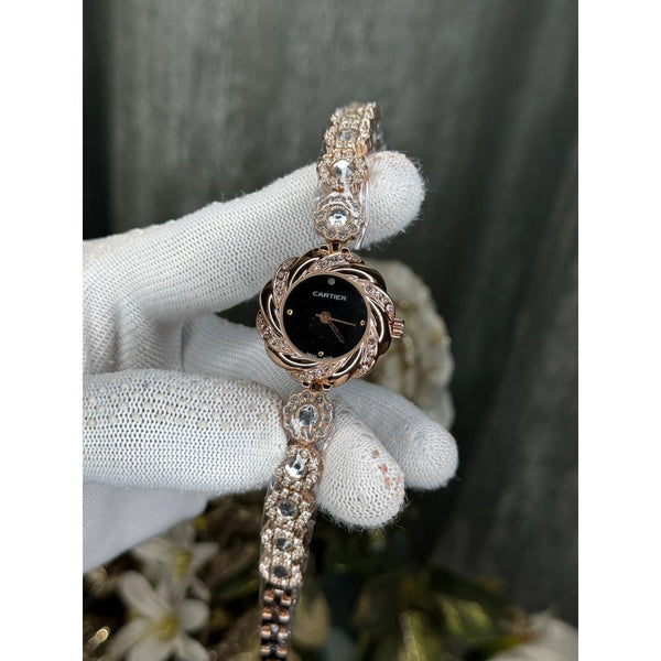 Cartie r RoseGold Black Diamond Premium Ladies Watch