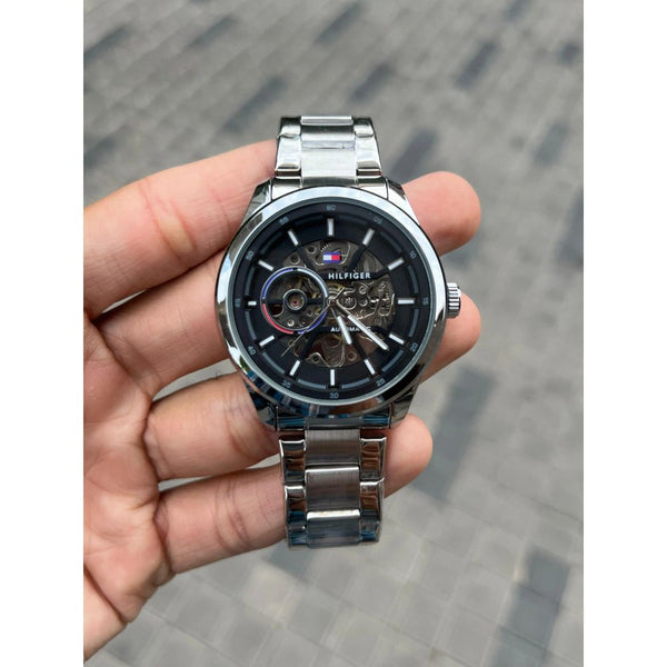 Tommy Hilfige r Automatic Chain Silver Black