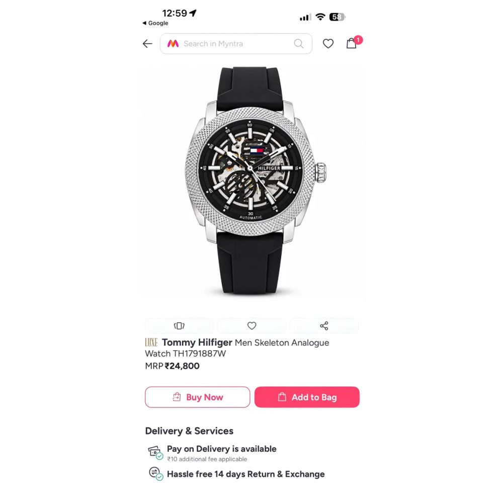 Tummy Hilfigee_r Skeleton Automatic Watch