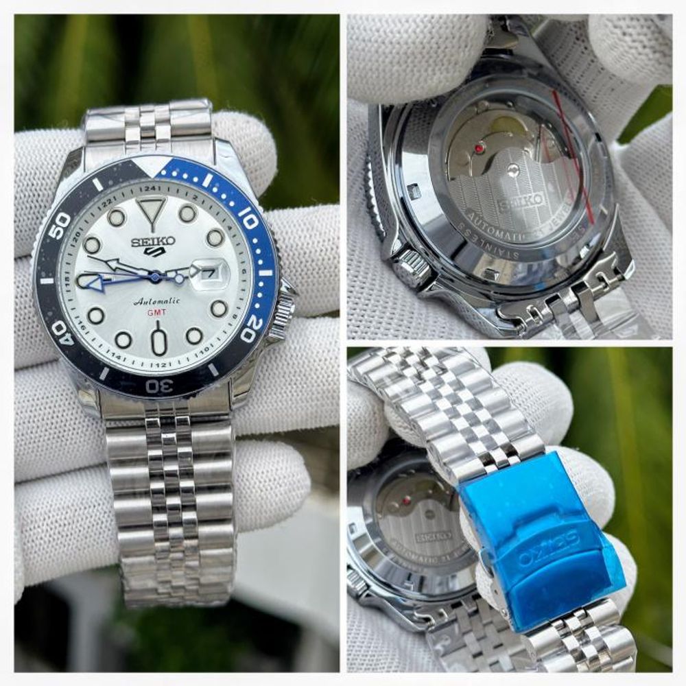 Seiko Sports GMT Open Back Silver White AT438