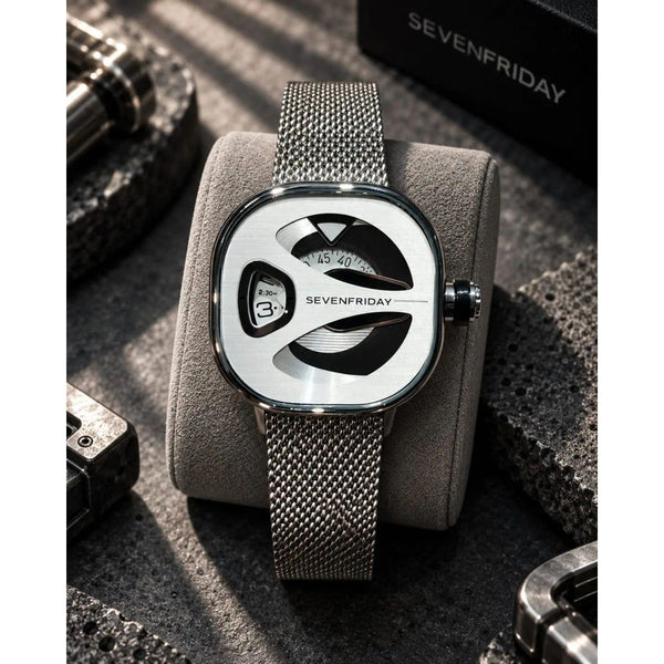 Seven Friday Silver Black Milanese Belt
