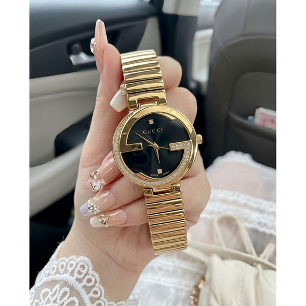 Guchi Interlocking G Gold-Black