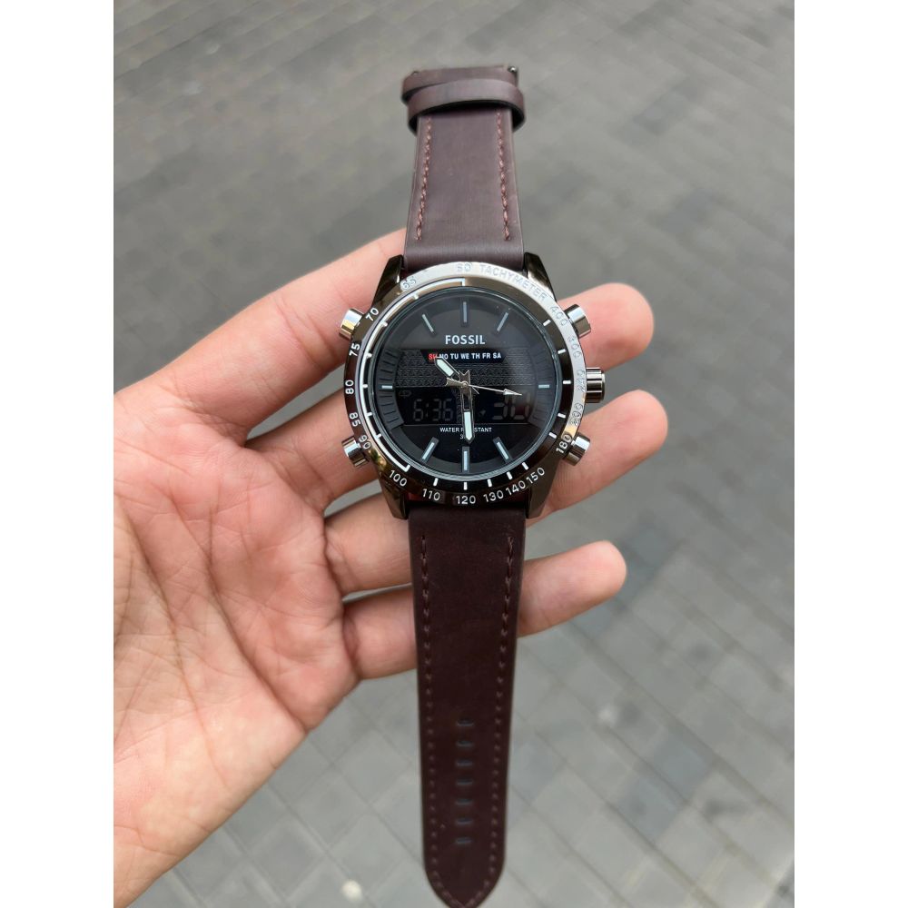 Fossi l Dual Time Dark Brown