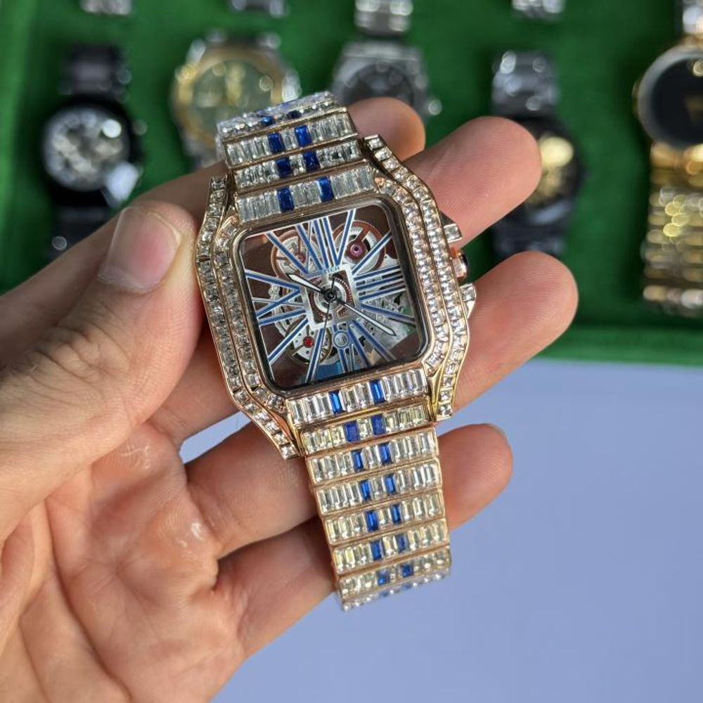 Cartiarr Santos Diamond Quartz (GoldBlue)