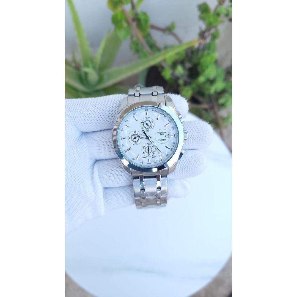 TISOT COUTURIER CHRONO SILVER WHITE DIAL AT386