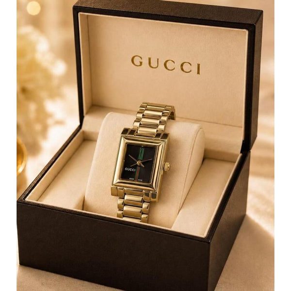 GuchiWomen Square G Frame Gold Black
