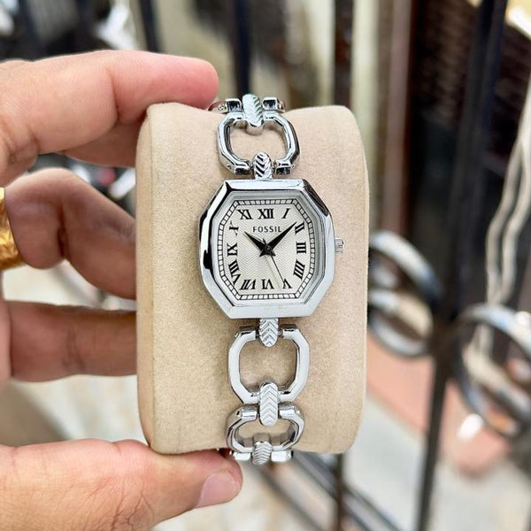 Fosil Harlow Silver..White