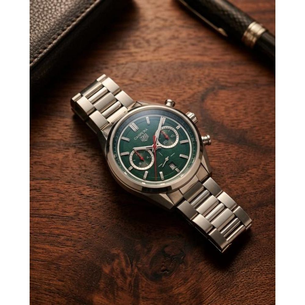 TAG Heuuer Carrera Chronograph silver green